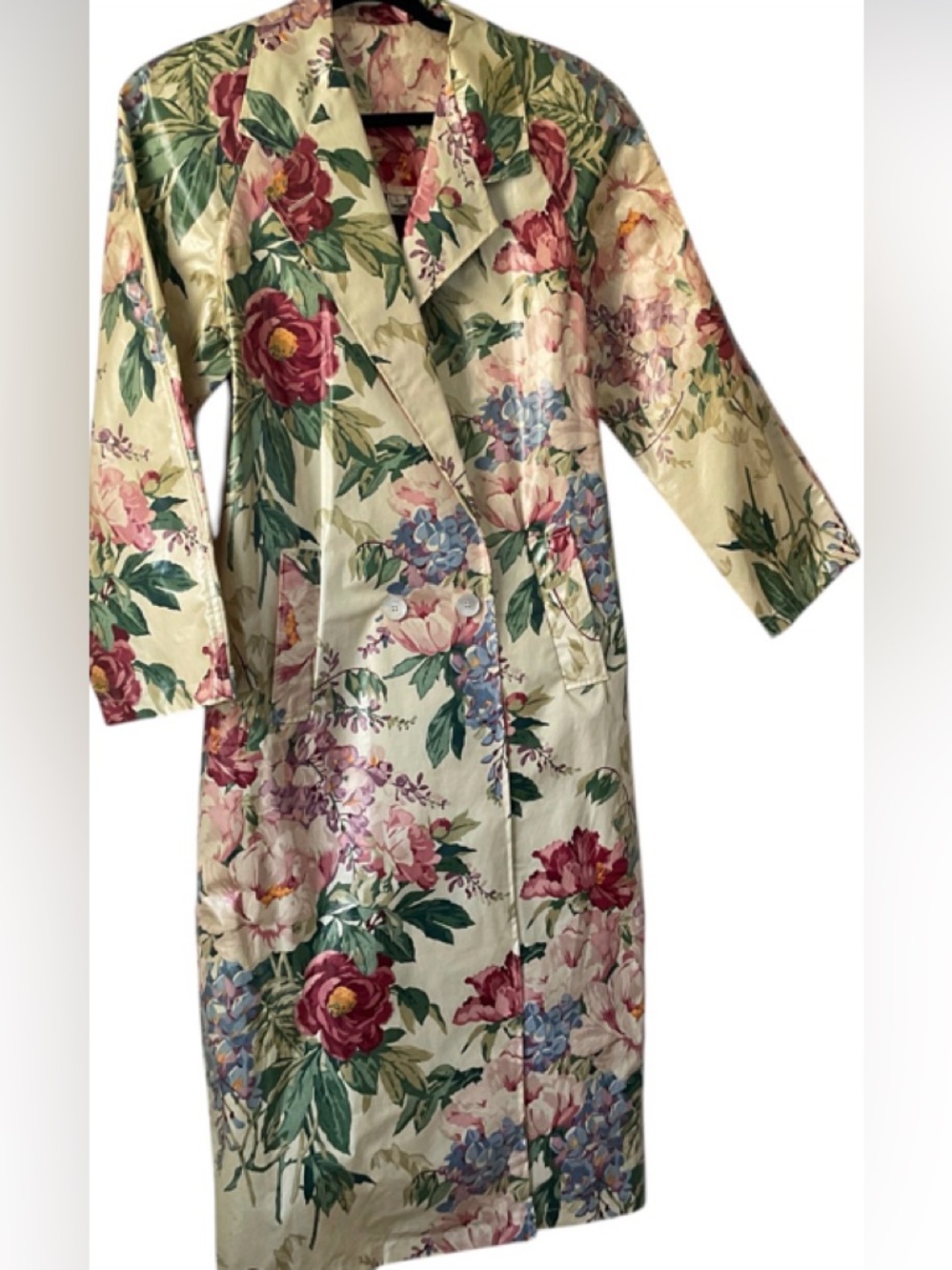 Vintage Nordic House Designs Floral Rain Coat Women's Size Large Made In USA